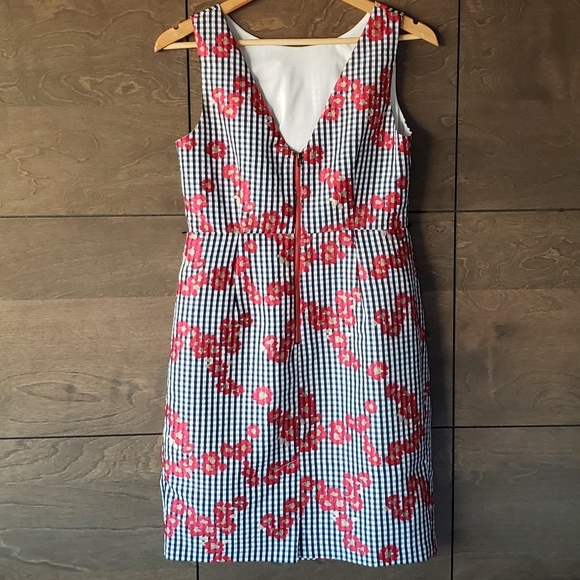 Gingham and Red Poppy Adrianna Papell Sheath Dress - Picture 3 of 4